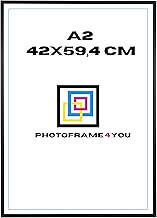 Photoframe4you - Picture Frame A2 42x59.4 cm - Black Matt - Plastic photo frame with acrylic glass -