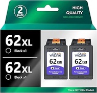 WIZINK 62 62XL Ink Cartridges Replacement 2black Ink cartridges for HP Ink 62 XL 62xl for Printer En