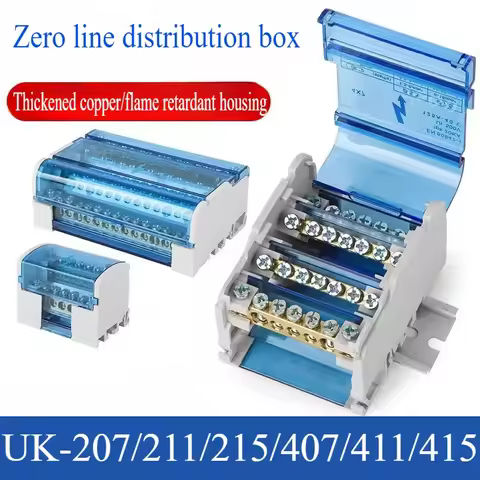 Din Rail Terminal Block UK-207/211/215/407/411/415 Modular Distribution Block Screw Universal Electr