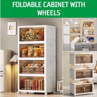 SG Seller 65cm Width Foldable Cabinet With Wheels Foldable Storage Stackable Box Drawer Cabinet Ward