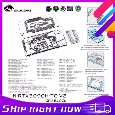 Bykski 3090 GPU Block With Active Waterway Backplane Cooler For Galax Palit KFA2 Maxsun Gainward AIC