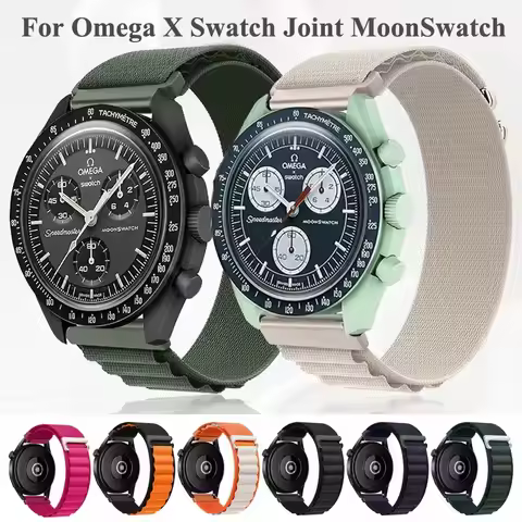 20mm Alpine Loop Nylon Strap For Omega X Swatch Joint Moon Swatch Sport Wristband Replacement 20mm B
