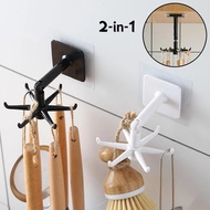 Kitchen Wall-mounted Hook 360° Rotating Hanger Universal 6-claw Bathroom Fitting Hook D1a6