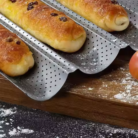 2/4 Grooves Baguette Not Stick Baking Tray Waves Bakeware Baguette Mold French Bread Toast Baking To