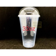 EC 32oz Disposable Plastic Cup With Dom Lid (50Pcs) | Cawan Plastik & penutup Cawan | Drinking Cup |