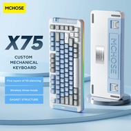 MC X75 Mechanical Keyboard 3 Mode 2.4G/USB/Bluetooth Wireless Keyboard 82Keys Hotswap RGB PBT Silent