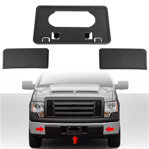 Front Bumper Guards Pads License Plate Frame Bracket Set For Ford F150 2009 2010 2011 2012 2013 2014