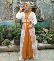 Gamis brokat crinkle kombinasi set 2 in 1 gamis brukat 2024 modern gamis crinkle airflow premium ter