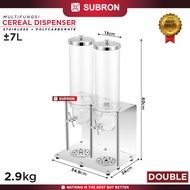 SUBRON Cereal Dispenser Snack Topping 3.5L Single Double Tower Stainless Polycarbonate Transparant M