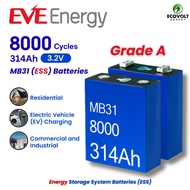 [Original] EVE LifePo4 MB31 314Ah Grade A Lithium Ion Battery Cell 3.2V 12V 24V 48V Solar Bateri Wit