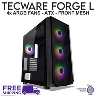 Tecware Forge L ATX PC Casing Case Chassis - BLACK - ARGB RGB Fans Included - Mesh Front Panel