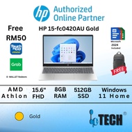HP 15" Laptop AMD Athlon 8+512GB Gold/Silver 15 - FC 0420 AU / 15 - FC 0421 AU