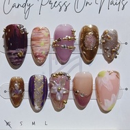 (size xs) short almond ready handmade press on nails - Tangle my nails