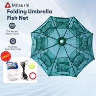 Mitsushi Folding Umbrella Fish Net 16 Hole Shrimp Cage Crab Fish Trap Cast Shrimp Fishing Tool