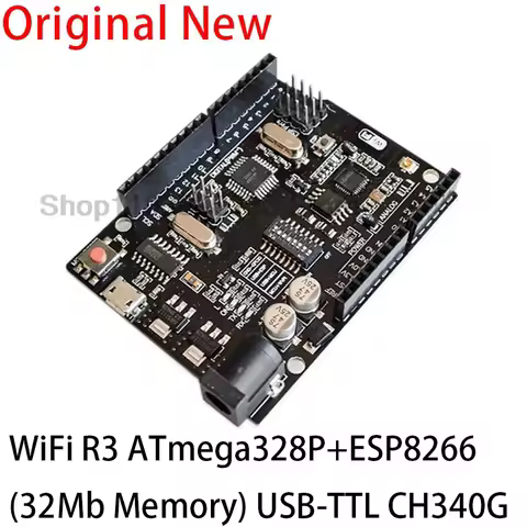 UNO R3 + WiFi ATmega328P+ESP8266 (32Mb memory) USB-TTL CH340G For Arduino Uno NodeMCU WeMos ESP8266 