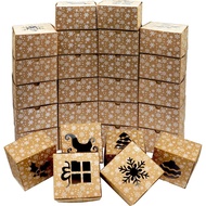 VEYLIN 24Pek Kotak Roti Krismas dengan Tingkap, 4“ x 4" x 2.4" Kotak Kek Kecil Kraft untuk Hadiah Kr