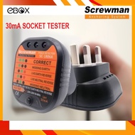 Screwman Standard 3Pin 13Amp ELCB RCD Socket Tester ELCB Tester Trips Test Phase Detector 30mA