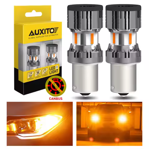 AUXITO 2Pcs S25 1156 LED Indicator Bulb No Error No Hyperflash P21w Ba15s Py21w Bau15s LED Canbus Am