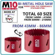 GERGAJI LUBANG M10 43MM-86MM BI-METAL HOLE SAW WOOD STEEL PVC FIBREGLASS STAINLESS STEEL BIT BITS 01
