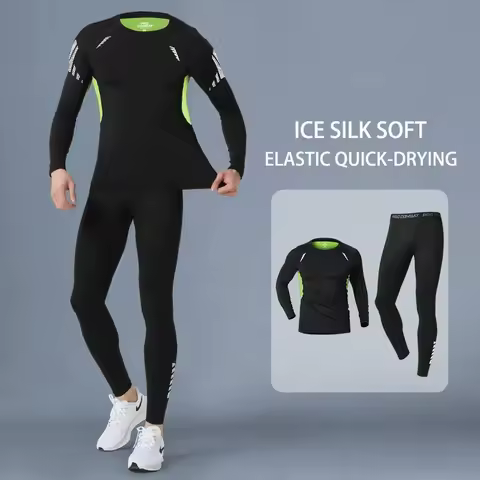 2PCS，Running suit men's fitness clothes, morning running badminton clothes, autumn and winter quick 
