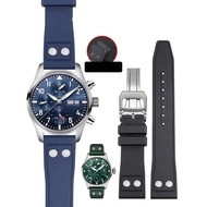 Nature Soft Fluororubber FKM Rubber Watchband For IWC Strap Big Pilot Portofino TOP GUN Watch Band W