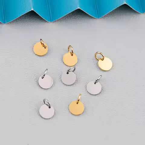 MaiLun Clearance Sale 50pcs/lot 8mm Disc with rings Laser Engrave Custom Logo Tags Engravable Round 