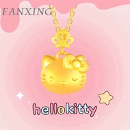 FX 999/24k（0.8g）Sanrio Crown Hello Kitty Pure Gold Pendant Crown KT Cat  Solid Gold  Charm Necklace