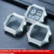 Suitable for casio casio Small Square AE1200/AE1300 Modified Diamond Metal Stainless Steel Case Shel