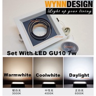 Wynn Design Eyeball Casing Set with GU10 Single Holder Designer Black and White Square Shape Lampu Effect-EB-1H/SQ-BK+WH