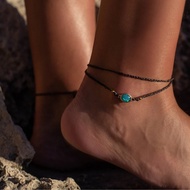 Multilayer Gemstone Anklet for Woman Handmade Simple Beach Foot Jewelry
