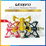 【🇸🇬 Stock】Litepro Quick Release K5 Quality Bike Pedals Aluminum Alloy Foldable Sealed Triple Bearing Pedal