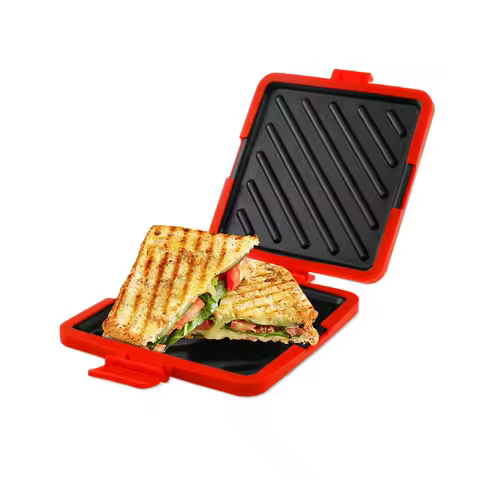 Microwave Toastie Sandwich Maker with Adjustable Silicone Straps Wireless Toastie Maker Nonstick Pla