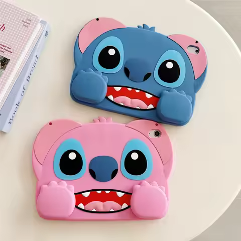 For IPad 9 8 7th Generation Child Case For IPad Air 2 3 4 5 6 10.9 A16 Pro 11 3D Cartoon Stitch Sili