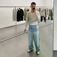 Acne studio 3D Printed Double Waist Stitching Loose Jeans