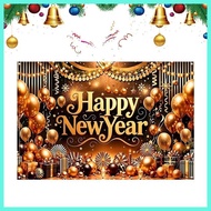 Happy New Year Banner 2D Print Golden Balloons Banner 39x59in Happy New Year Sign 2026 for Graduatio