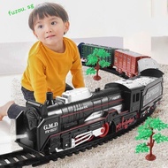 FUZOU Railway Freight Train Toy, Assembly Simulation Tracks Electric Christmas Train Track Set, with