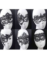 3入組女士黑色蕾絲面具派對舞會假面禮服眼罩動物半面罩適用於威尼斯狂歡節舞會瑪蒂格拉派對哥特式服裝角色扮演成人派對化妝舞會生日派對。