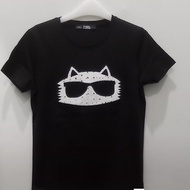 KRL LAGERFELD CHOUPETTE EMBROIDERED WMN BLACK TSHIRT