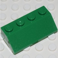 [1 Piece] LEGO Bricks and Tiles 2x4 Slope 45 Green, Dimensions: 1.6 x 3.5 cm ID 4141737 3037