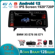 12.3 Incn IPS Screen Android 12 Car Multimedia Radio Stereo Video Player GPS Navigation For BMW X5 E