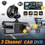 Car Dvr 3 Channel Wifi 1080p Dash Cam For Cars Camera 3 Lens 2inch Video Recorder Rear View Camera F