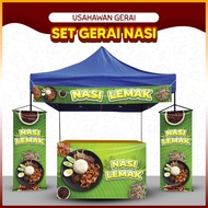Set Banner Banting Nasi Ayam / Lemak / Arab / Briyani / Peniaga Gerai, Kedai Makan, Pasar Malam / Cu