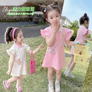 D16 Baby Girl Polo Neck Bear Dress Short Sleeve Polo Dress