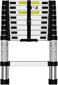 PUPUKM Telescoping Ladder,12.5 FT Aluminum Extension Ladder, Folding Compact Portable Anti-Slip Ladd