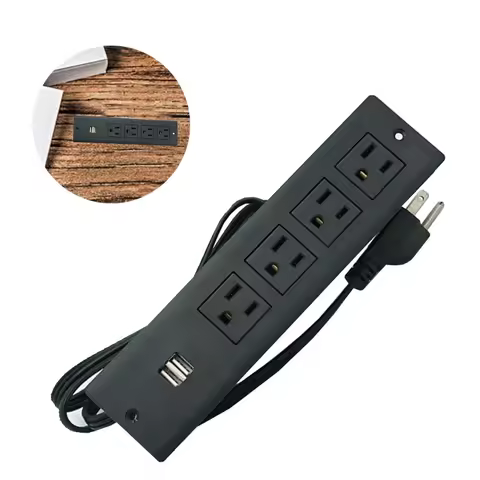 Power Strip OUTPUT Desk table 2 USB 1A 2.1A 4 Outlet Surface Mountable Recessed Furniture Charger SP
