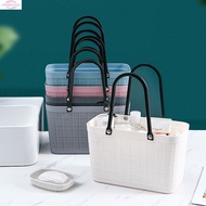 Plastic Basket / Square Travel Shopping Picnic Hand Basket With Handle Hard Cover Storage Bag Tote B