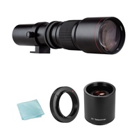 Camera Super Telephoto Lens 500mm F/8.0-32 Manual Zoom T-Mount + 2X 500mm Teleconverter Lens + T2-AI