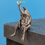 ADL Antique Brass Realistic Beetle Sculpture Dual Horned Beetle Figurine With Intricate Detailing Ca