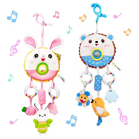 Hanging Rattles Toys Car Seat Toys for Babies 0-6 Months Newborn Crib Toys Sensory Soft Stuff Baby S