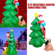 6 FT Inflatable Lighted Christmas Tree w/Cute Santa Claus And Dog Outdoor Decor